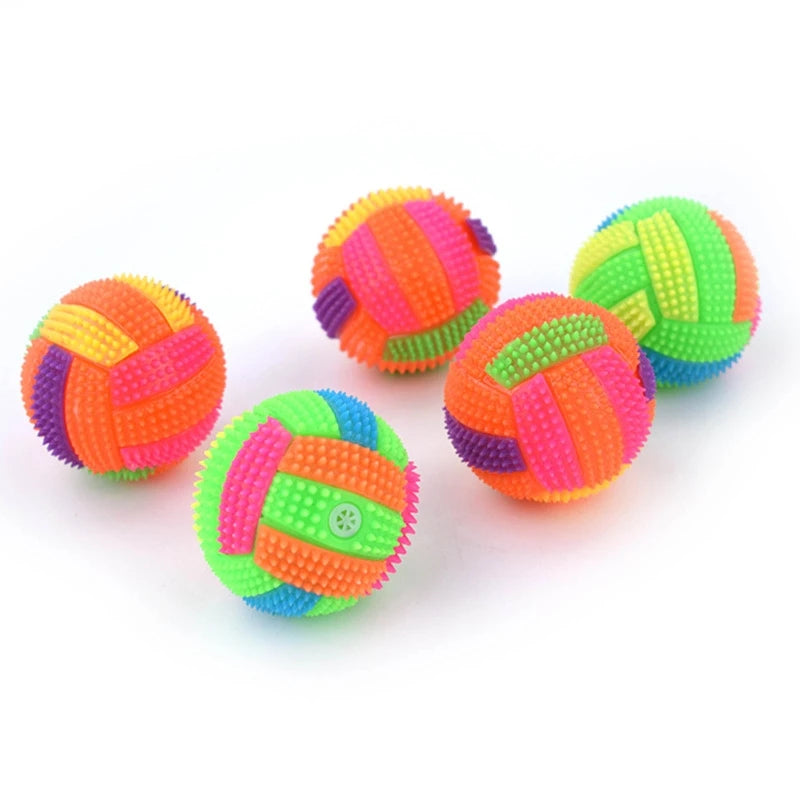 Squeaky Glowing Dog Chew Ball – Light-Up Rubber Toy for Dental Cleaning & Play