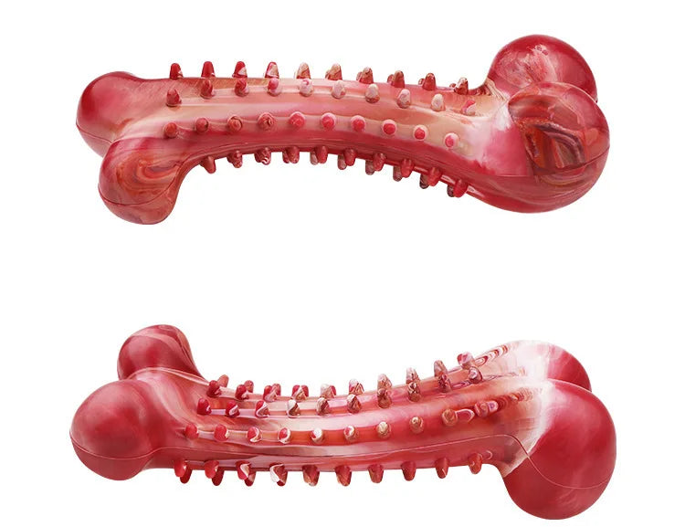 Tough Chew Toy for Large Dogs – Natural Rubber Bone with Beef Flavor & Dental Cleaning