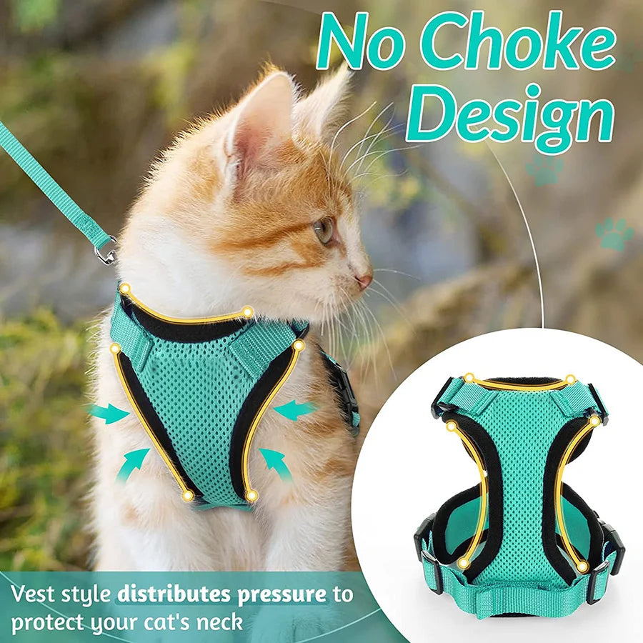 Arnés y Correa para Gatos — Suave, Ajustable y Escape-Proof