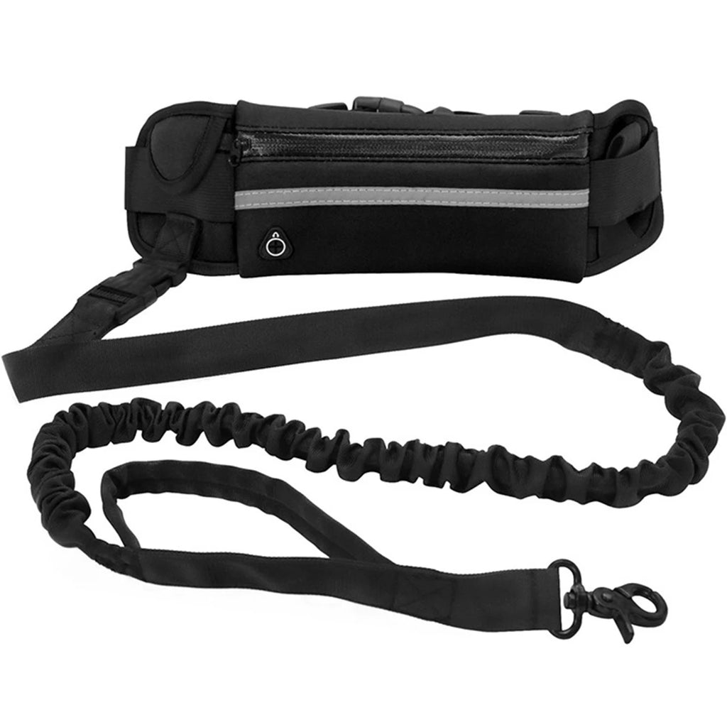 Hands-Free Dog Leash with Waist Bag — Reflective, Elastic, for Running & Walking