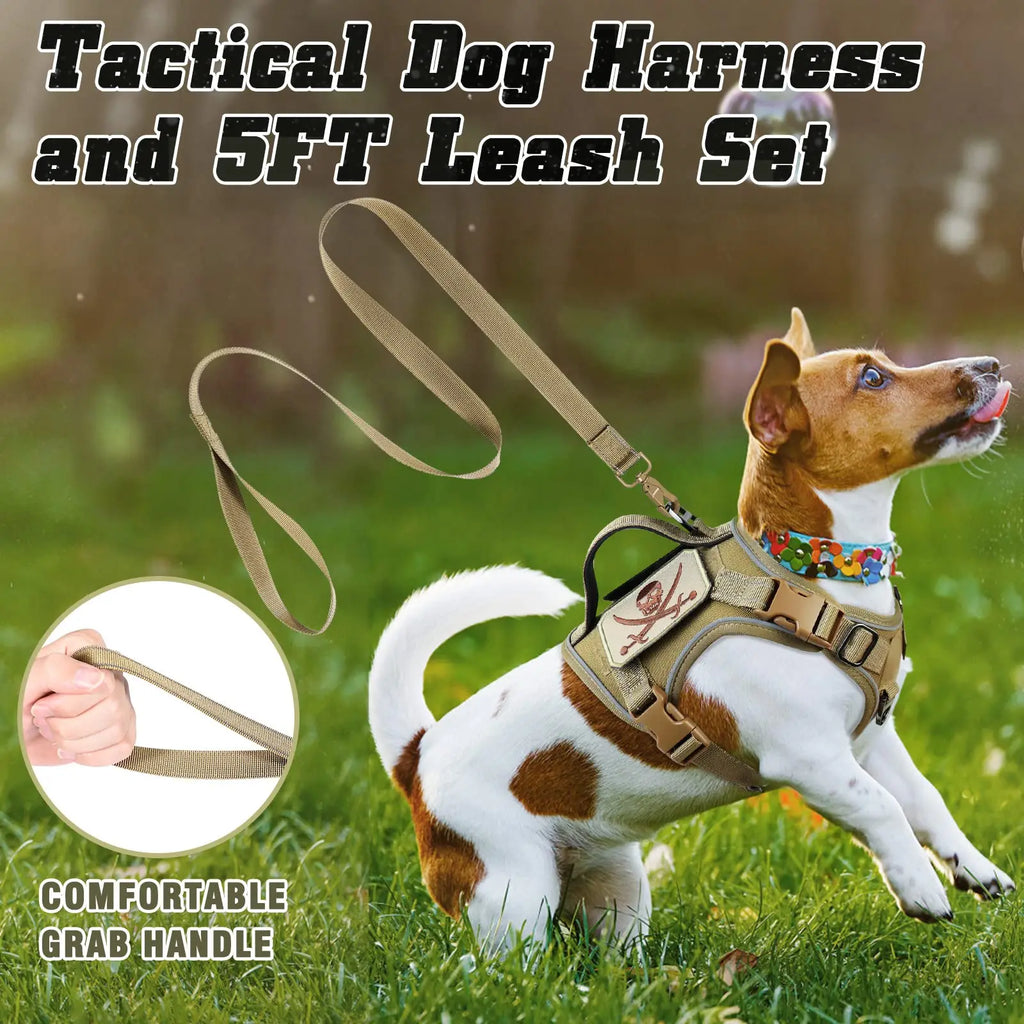 Tactical Military Dog Harness — with Handle, Reflective & Patches Included