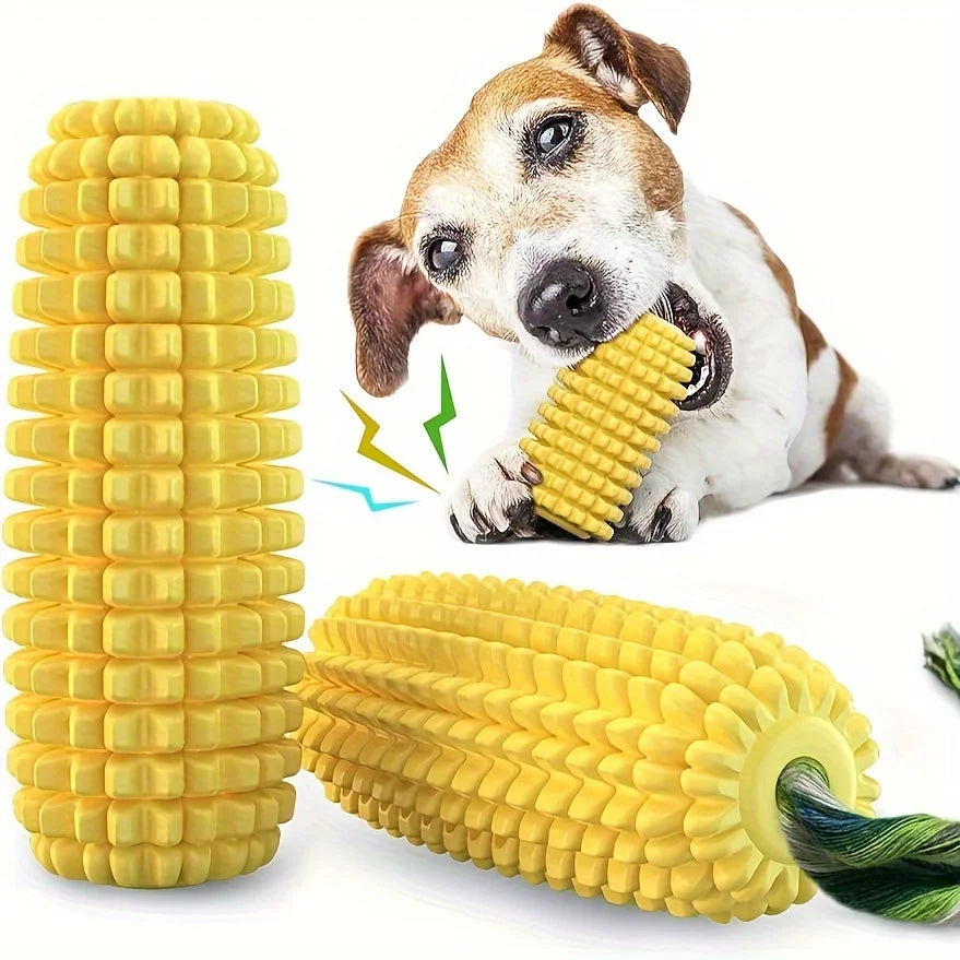 Corn Dog Chew Toy – Durable TPR Rubber, Silent or Squeaky – All Breeds