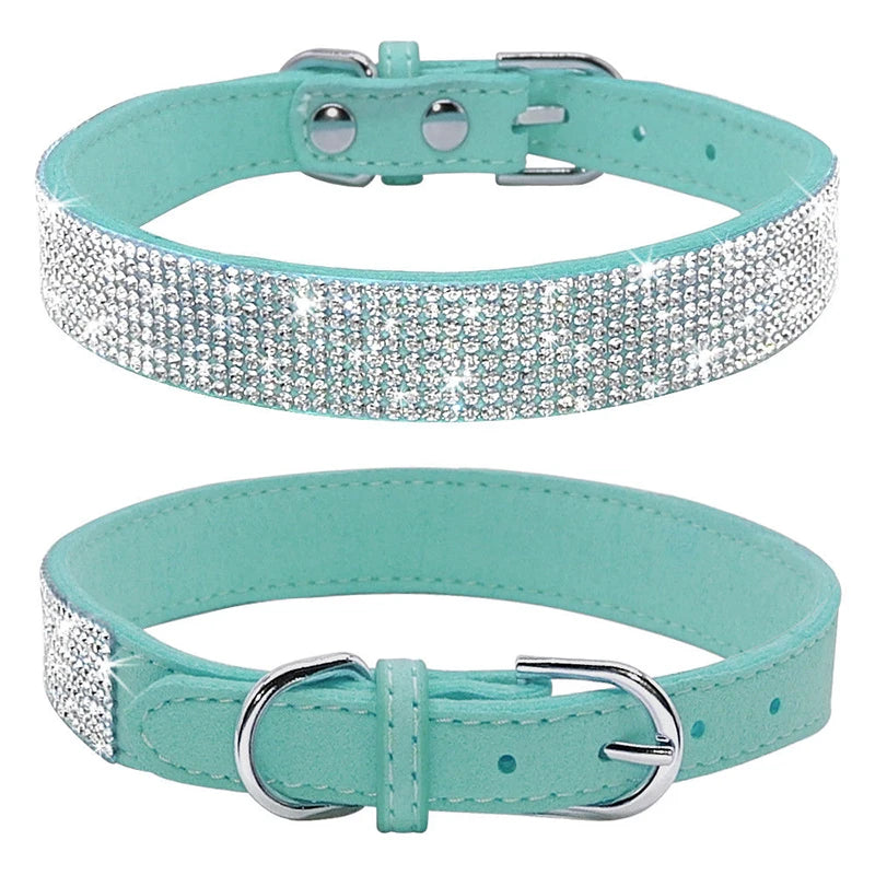 Crystal Rhinestone Dog & Cat Collar — Glamorous Design, 8 Colors & 3 Sizes