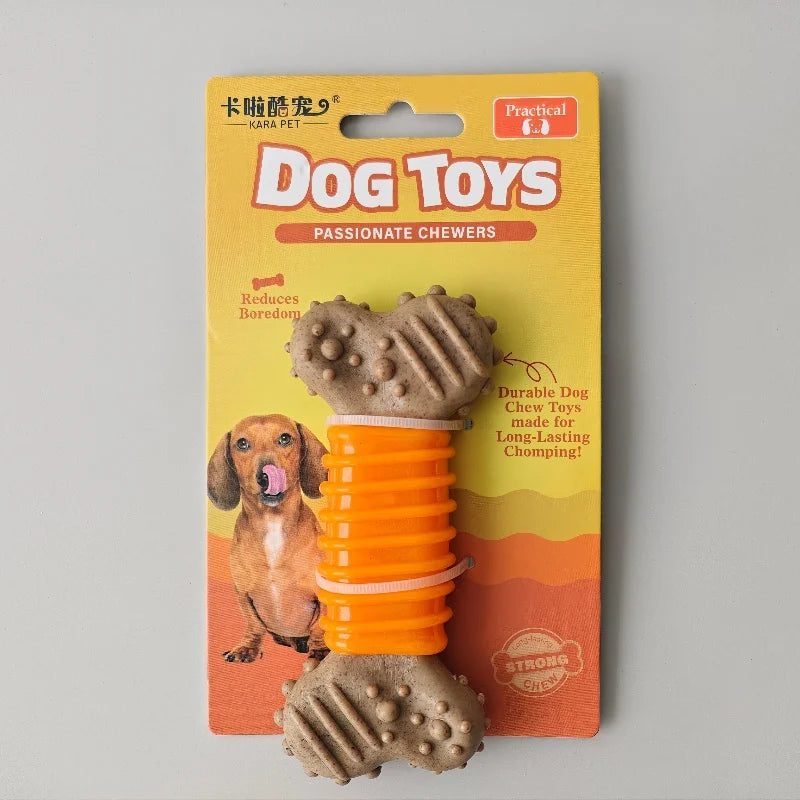 Bone-Shaped Dog Chew Toy – Durable TPR & Wood Powder – All Breeds & Sizes