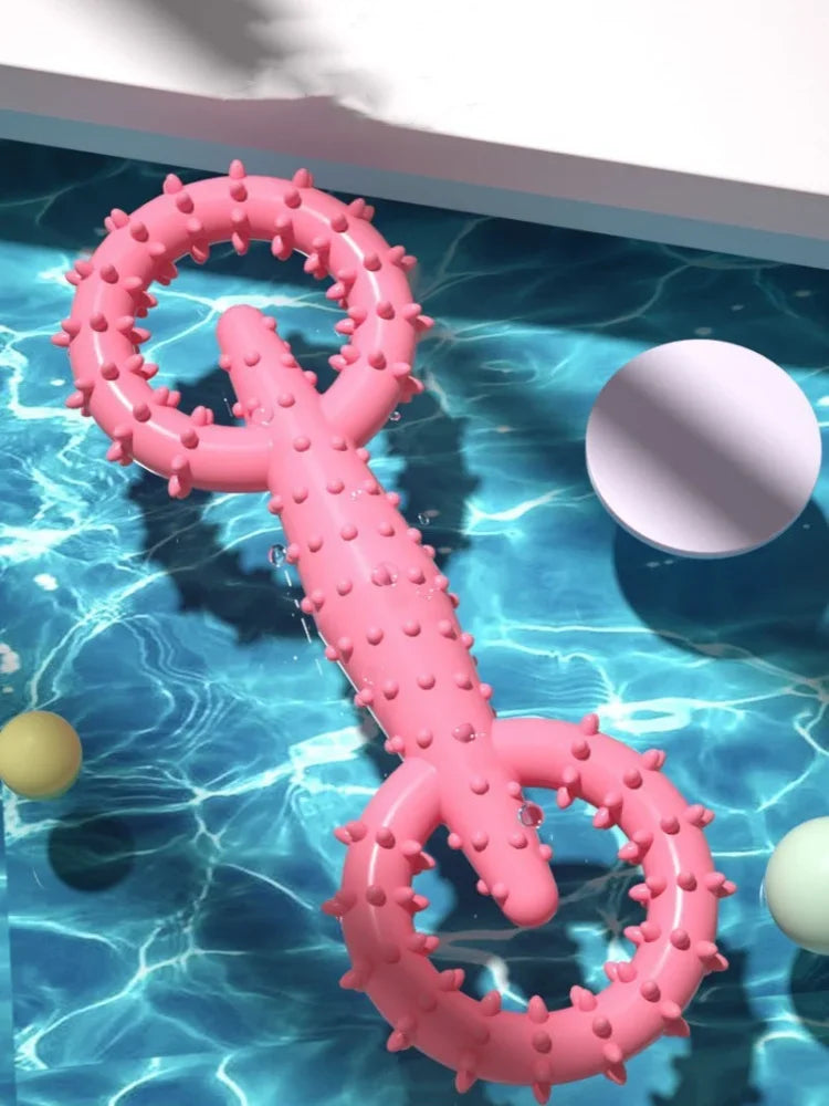 Double Ring Dog Chew Toy – Interactive TPR Rubber for Dental Cleaning & Boredom Relief