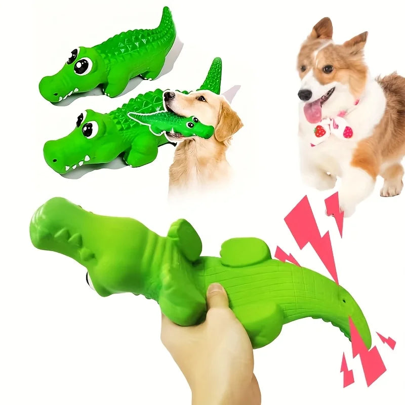 Crocodile Squeaky Dog Chew Toy – Durable Latex for Aggressive Chewers – All Breeds