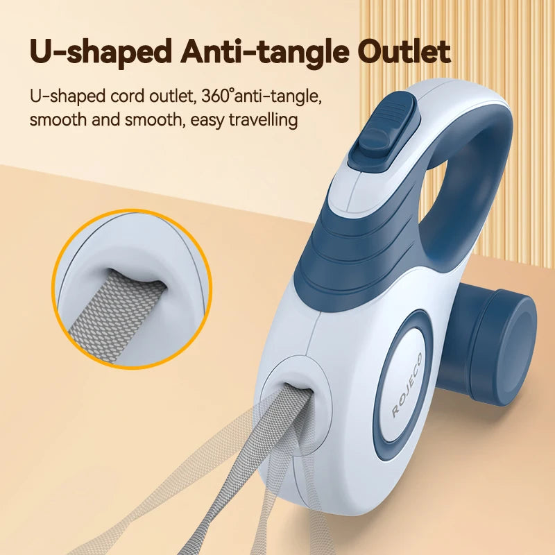 ROJECO Retractable Dog & Cat Leash — 3M/5M, Durable Nylon, for Walking & Hiking