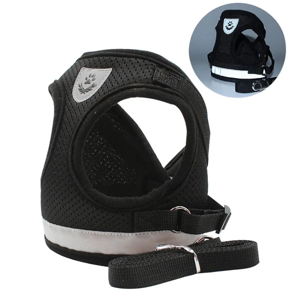Escape-Proof Cat Harness — Reflective Mesh Vest with Leash, Adjustable