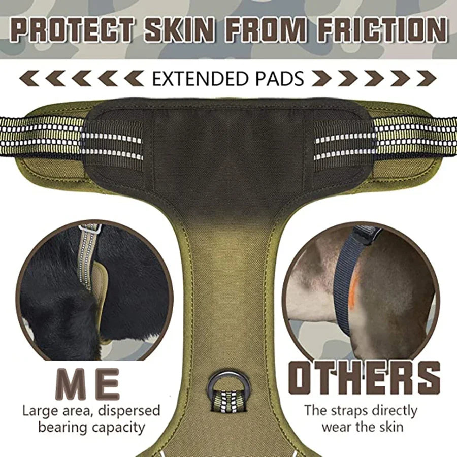 Military Tactical Dog Harness — No-Pull, Reflective with Control Handle