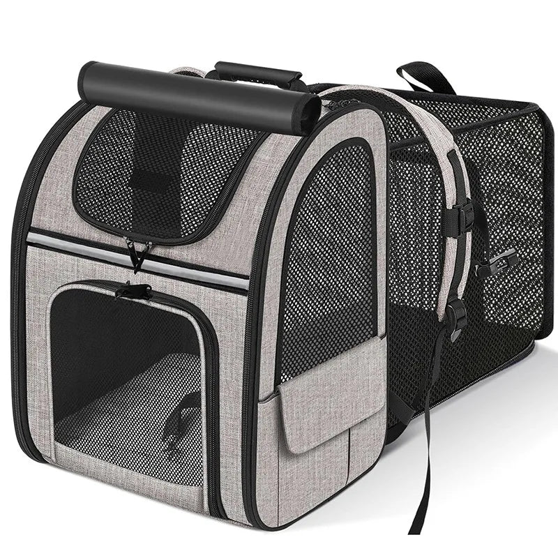 Expandable Pet Carrier Backpack for Cats & Small Dogs – Portable Travel Bag