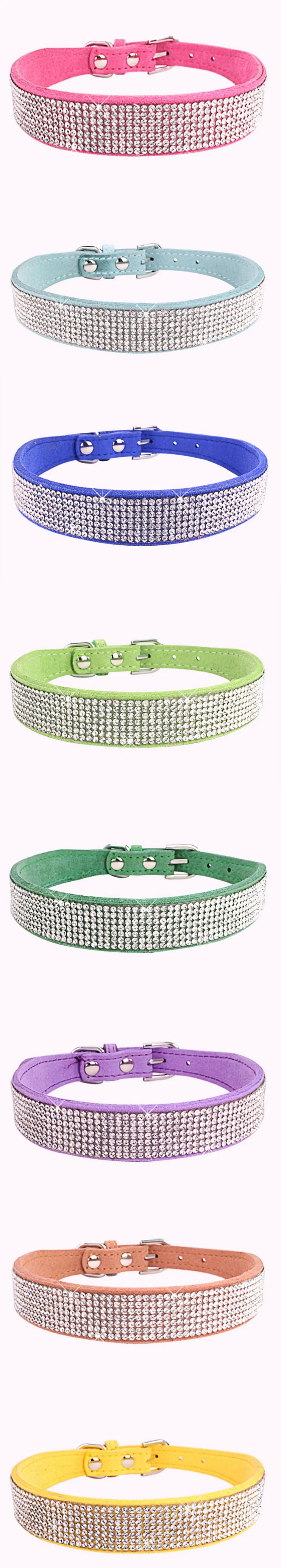 Crystal Rhinestone Dog & Cat Collar — Glamorous Design, 8 Colors & 3 Sizes