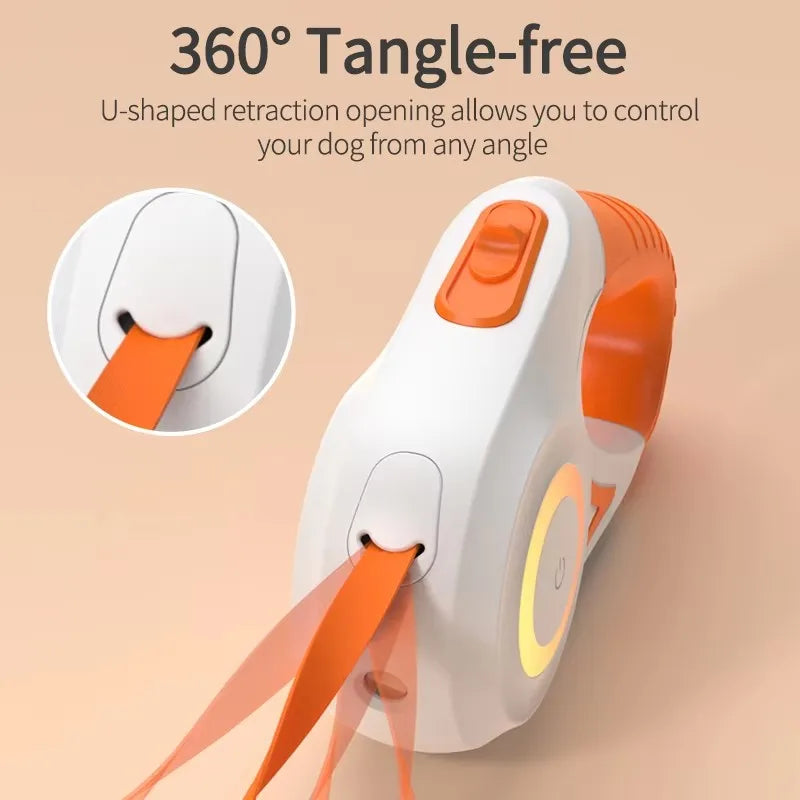 5M Retractable Dog Leash with LED Light — Durable Nylon for Night Walks
