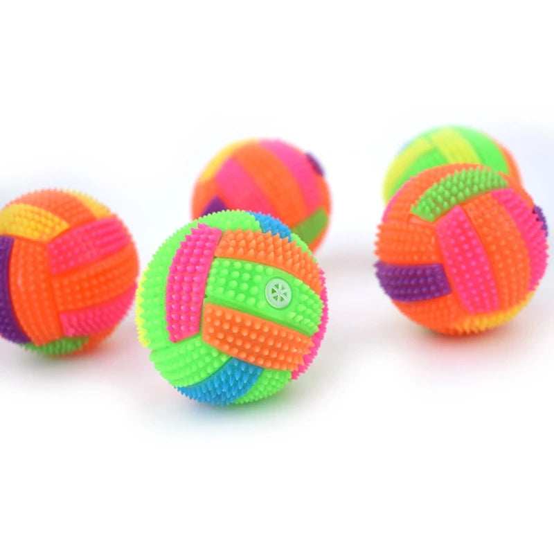 Squeaky Glowing Dog Chew Ball – Light-Up Rubber Toy for Dental Cleaning & Play
