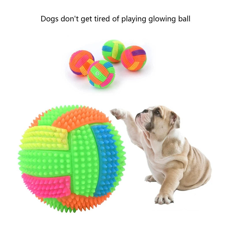 Squeaky Glowing Dog Chew Ball – Light-Up Rubber Toy for Dental Cleaning & Play