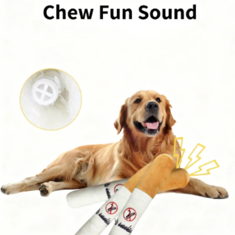 Cigar Plush Squeaky Dog Toy – Funny Interactive Chew Toy – Sizes S & L