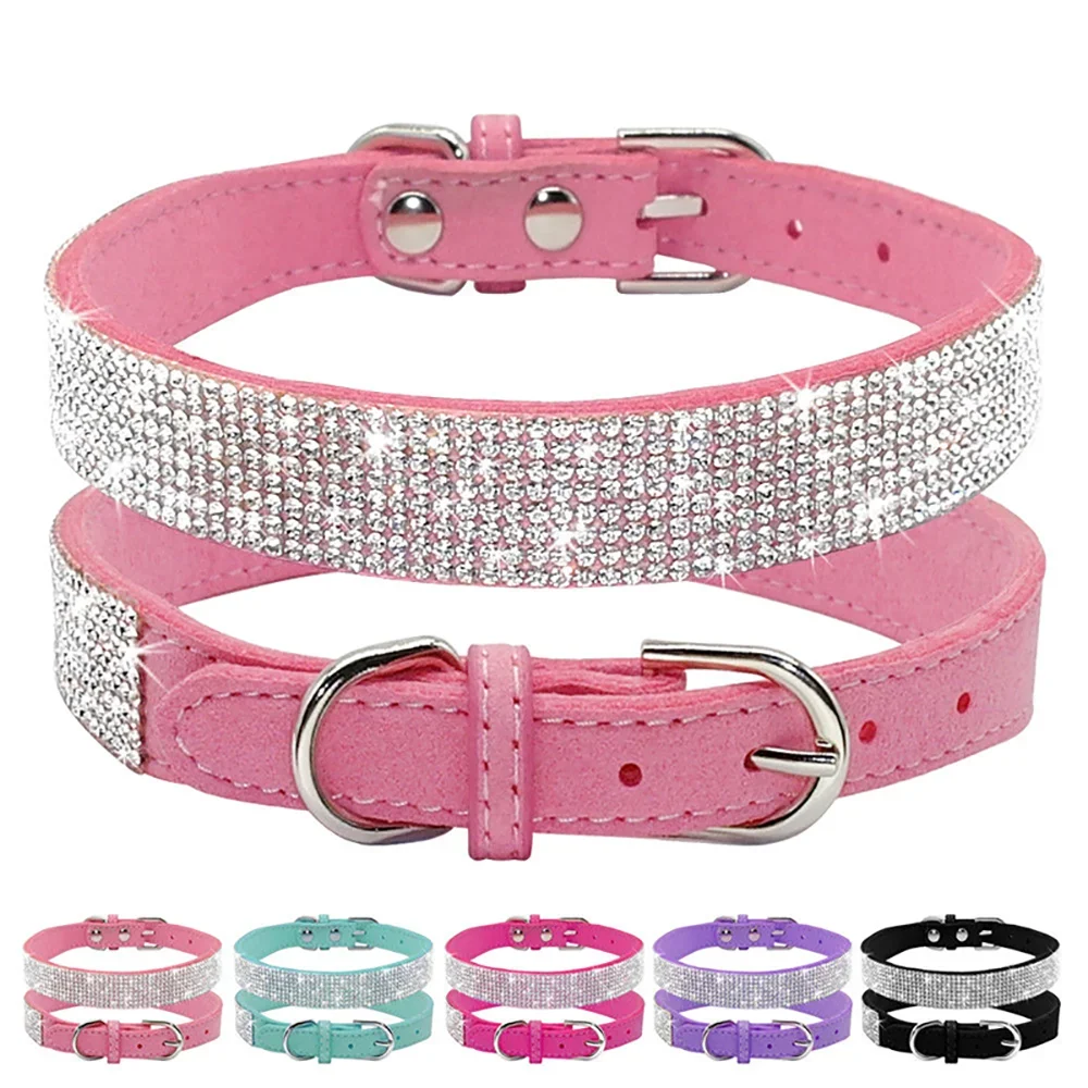 Crystal Rhinestone Dog & Cat Collar — Glamorous Design, 8 Colors & 3 Sizes