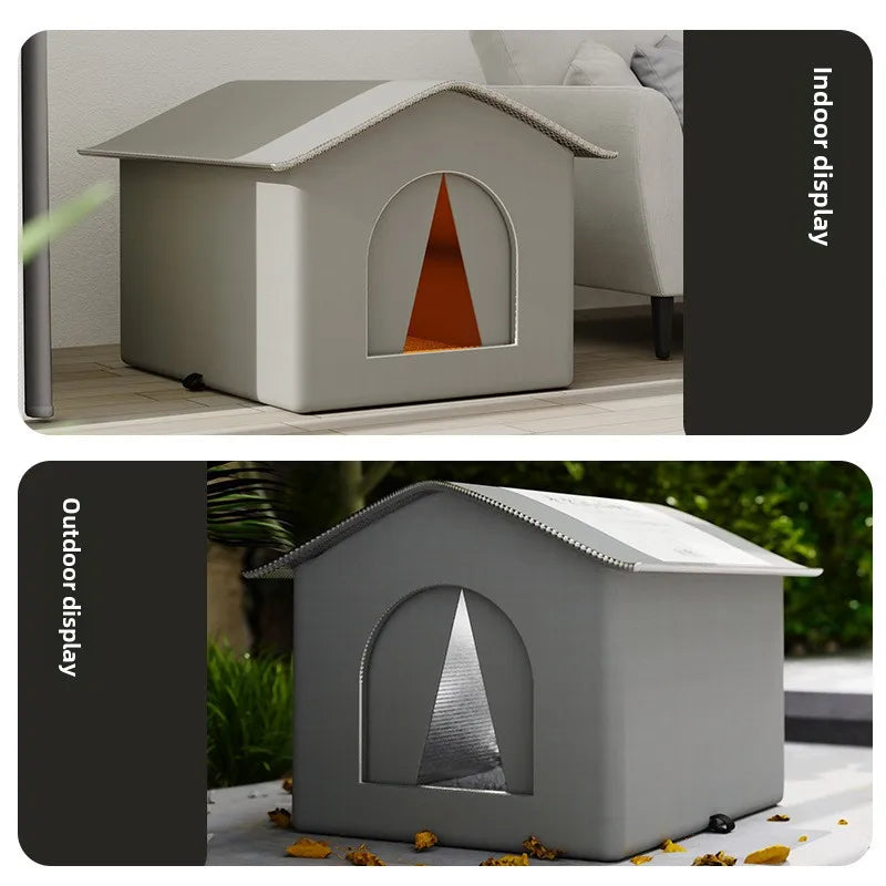 Pet Cave House for Dogs & Cats – Waterproof Foldable Winter Shelter