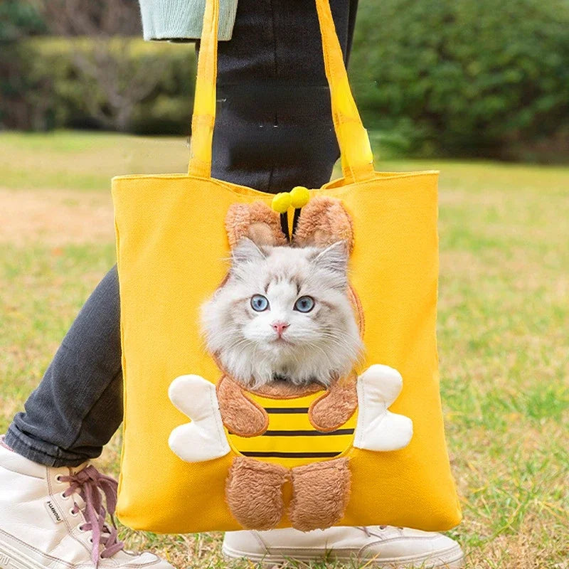 Canvas Tote Carrier Bag for Cats & Small Dogs – Breathable & Stylish