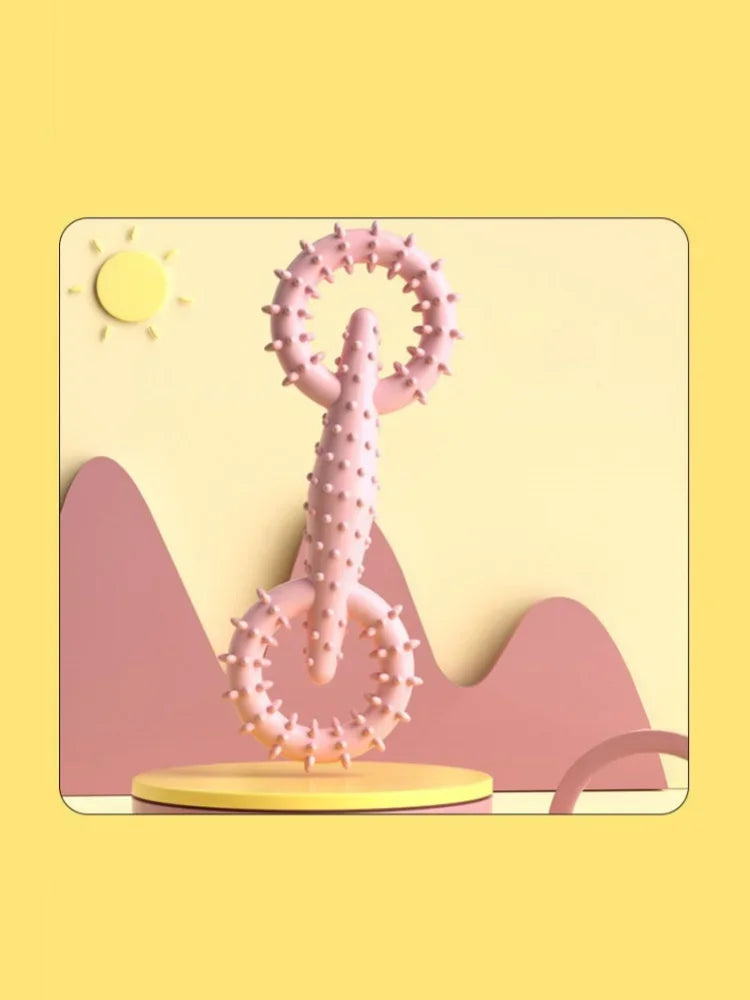 Double Ring Dog Chew Toy – Interactive TPR Rubber for Dental Cleaning & Boredom Relief