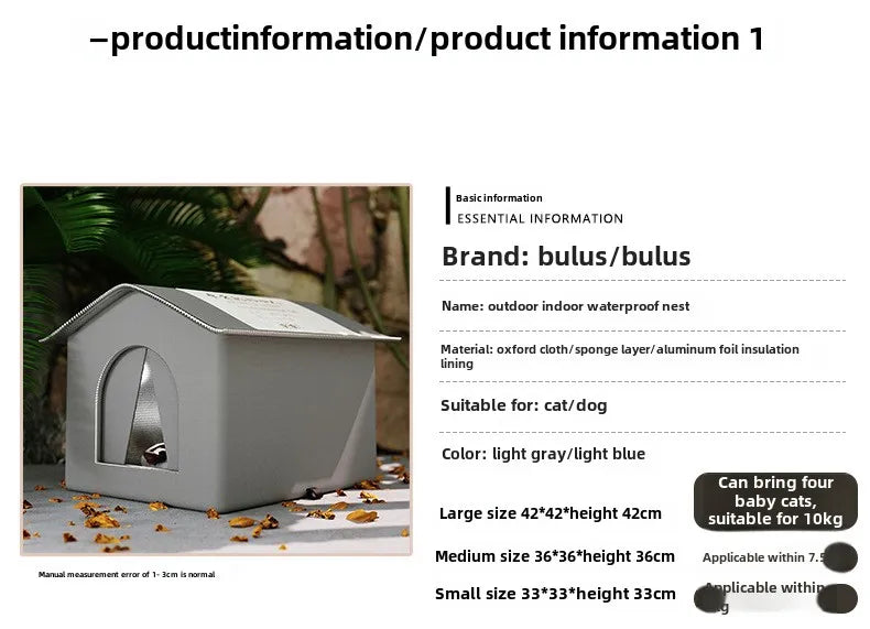 Pet Cave House for Dogs & Cats – Waterproof Foldable Winter Shelter