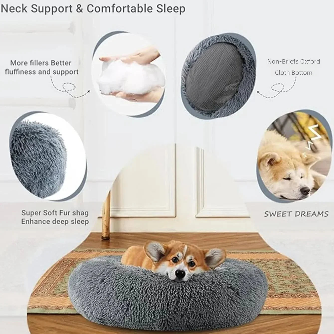 Luxury Round Pet Bed for Dogs & Cats – Ultra Soft & Warm