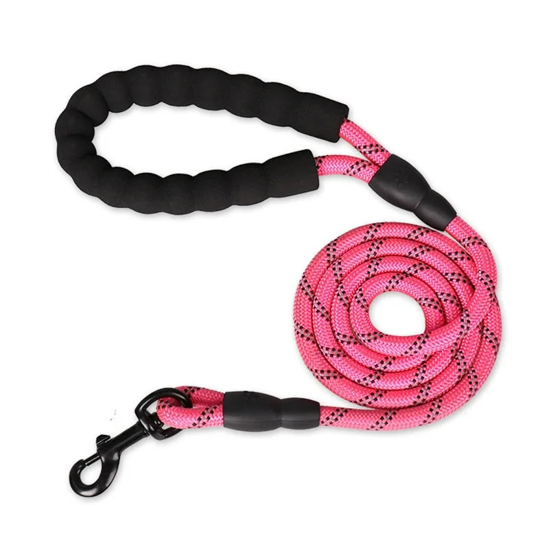 Reflective Dog Leash with Padded Handle — Durable Nylon, 7 Colors, 3 Lengths