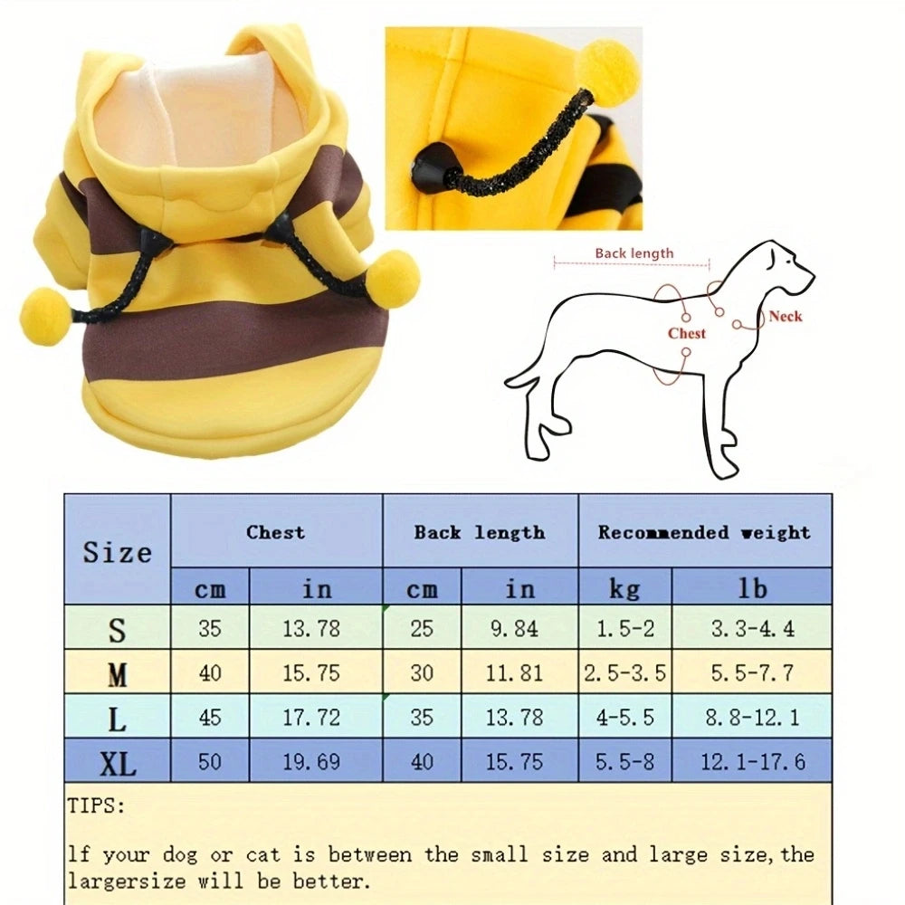 Bee Costume for Dogs & Cats – Adorable Hoodie for Halloween & Parties
