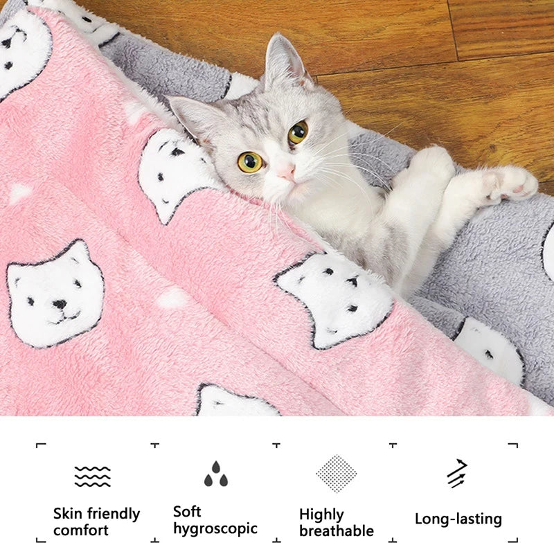 Soft Flannel Pet Mat for Cats & Dogs – Thick, Breathable & Machine Washable