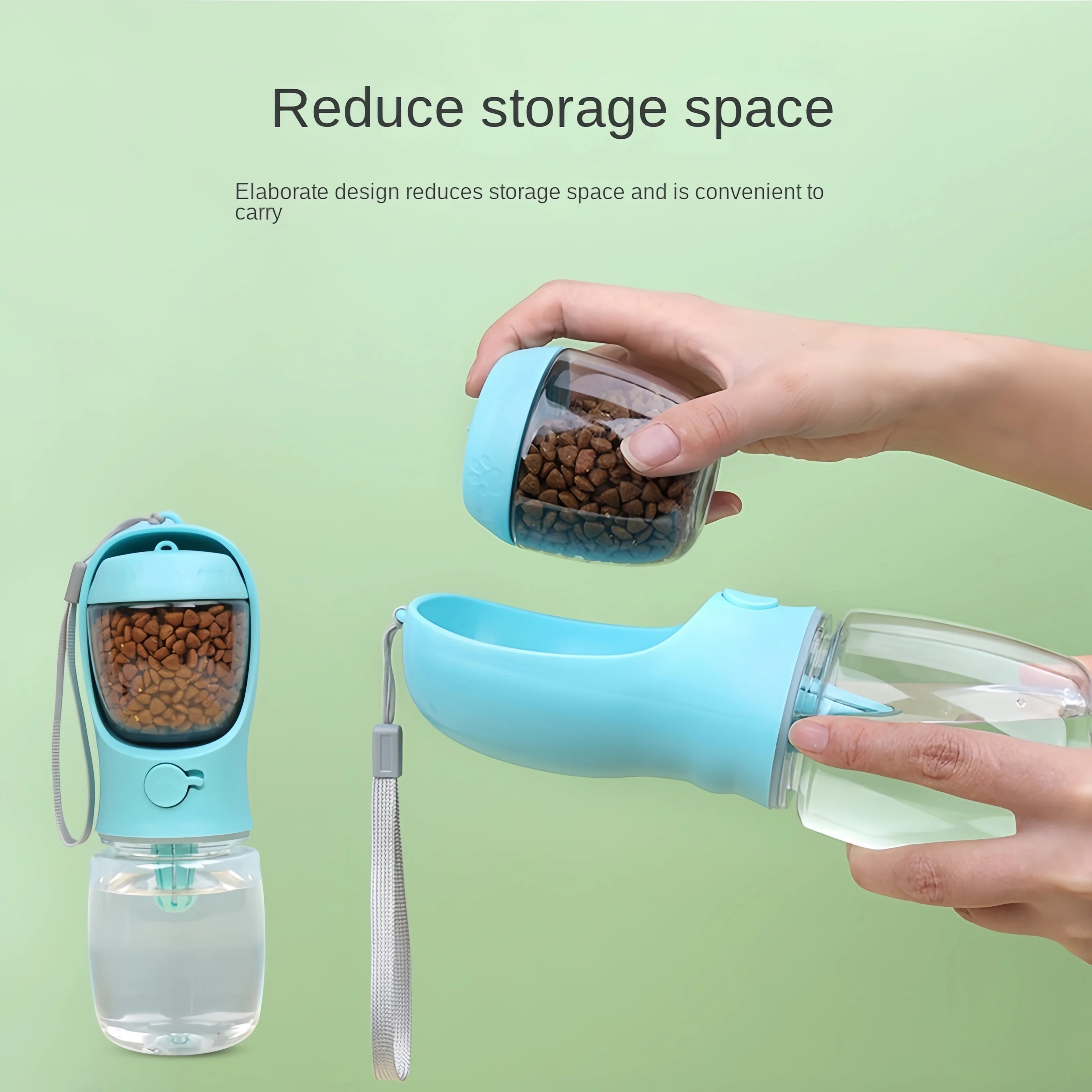 2-in-1 Portable Water Bottle with Food Storage for Dogs & Cats – Travel & Walks