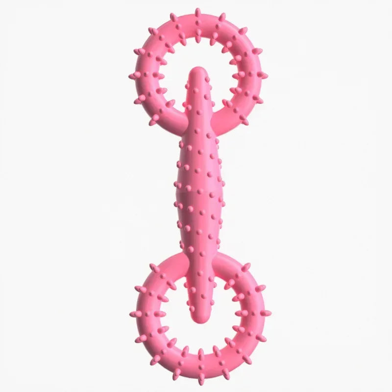 Double Ring Dog Chew Toy – Interactive TPR Rubber for Dental Cleaning & Boredom Relief
