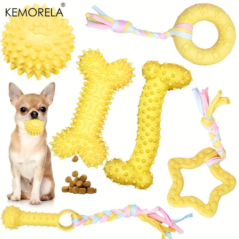 6-Piece Dog Chew Toy Set – Soft Rubber, Dental Cleaning & Perfect Gift