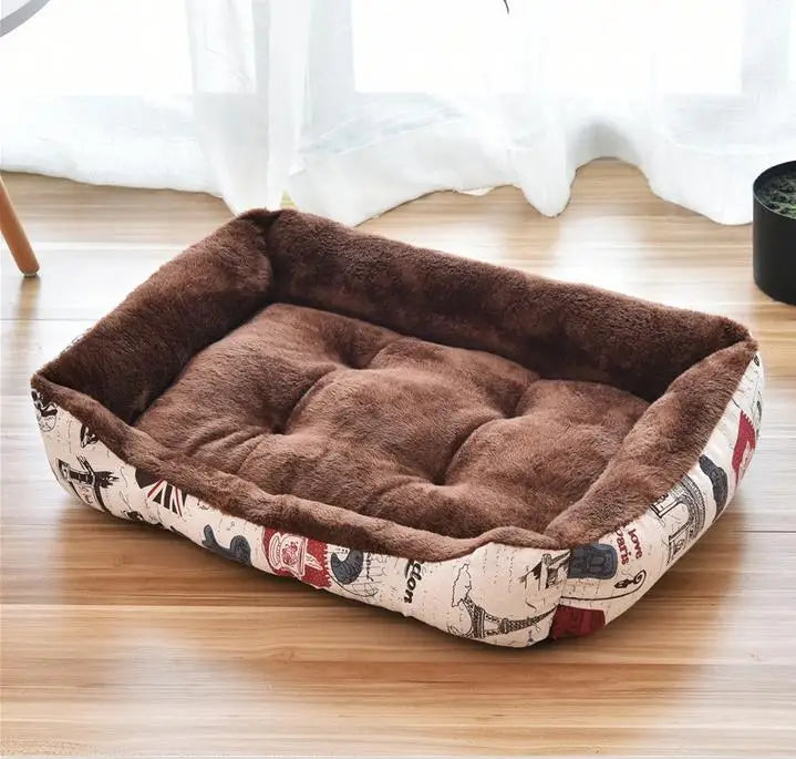 Square Cotton Pet Bed for Dogs & Cats – Warm Nest in Candy Colors
