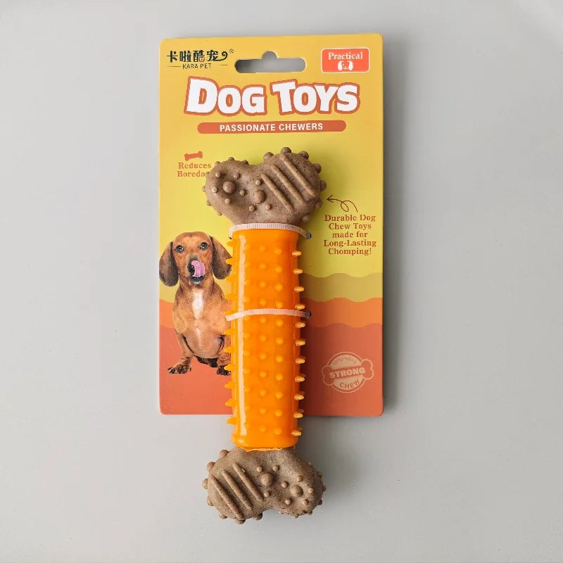 Bone-Shaped Dog Chew Toy – Durable TPR & Wood Powder – All Breeds & Sizes
