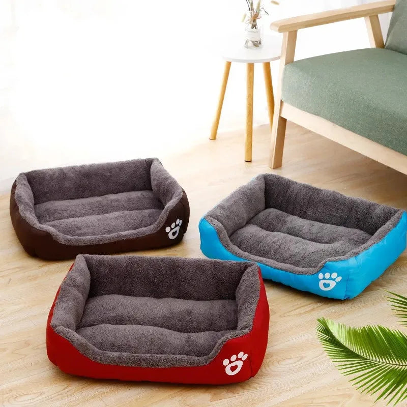 Square Cotton Pet Bed for Dogs & Cats – Warm Nest in Candy Colors