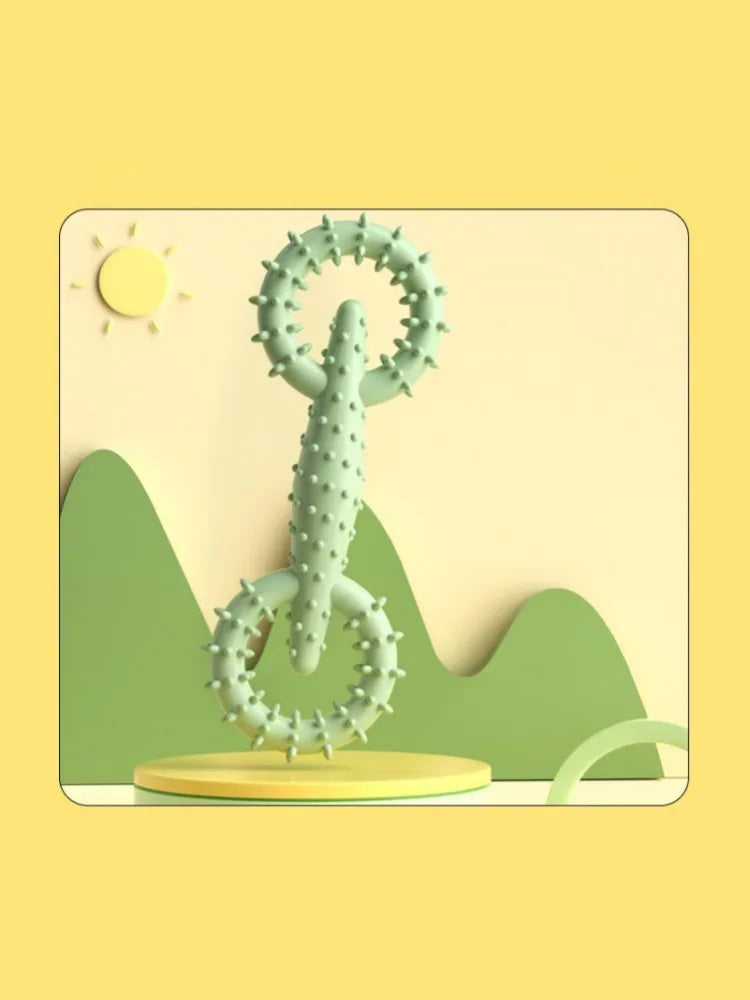 Double Ring Dog Chew Toy – Interactive TPR Rubber for Dental Cleaning & Boredom Relief