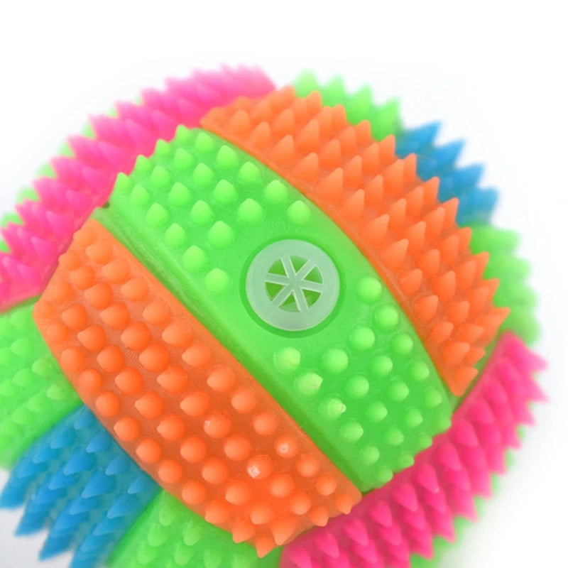 Squeaky Glowing Dog Chew Ball – Light-Up Rubber Toy for Dental Cleaning & Play