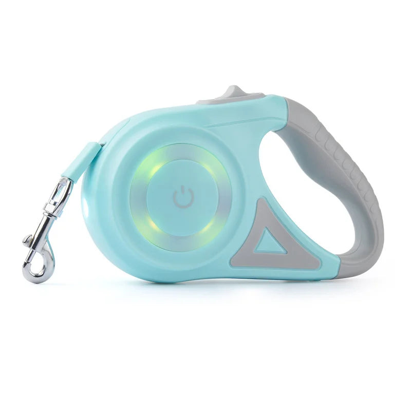 5M Retractable Dog Leash with LED Light — Durable Nylon for Night Walks