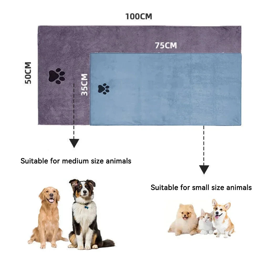 Embroidered Microfiber Bath Towel for Dogs and Cats – Soft & Absorbent