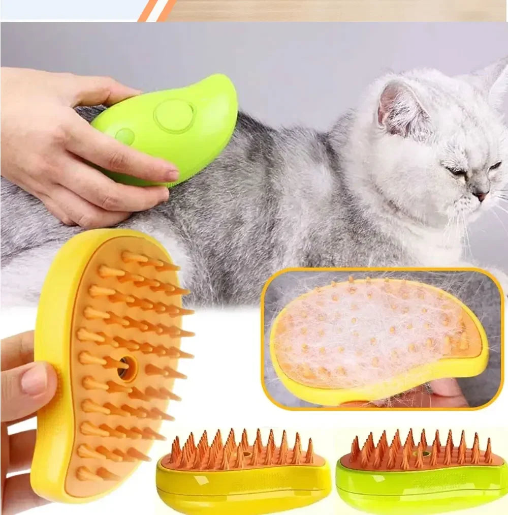 3-in-1 Steam Brush for Cats & Dogs – Grooming, Massage & Steamer