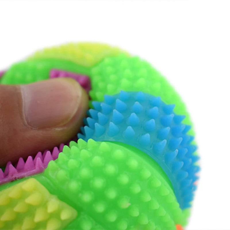 Squeaky Glowing Dog Chew Ball – Light-Up Rubber Toy for Dental Cleaning & Play