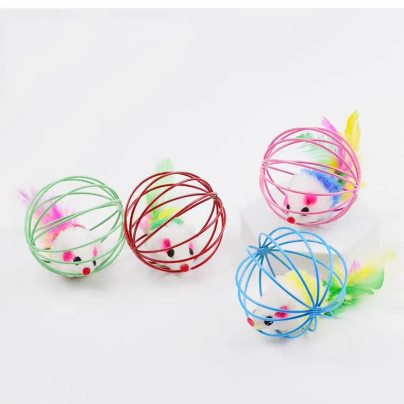 Interactive Mouse in Cage Cat Toy – Colorful & Stimulating