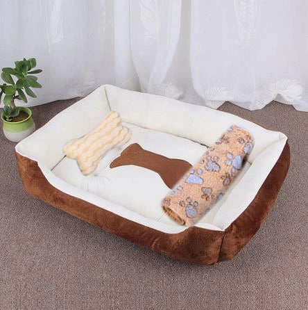 Square Cotton Pet Bed for Dogs & Cats – Warm Nest in Candy Colors