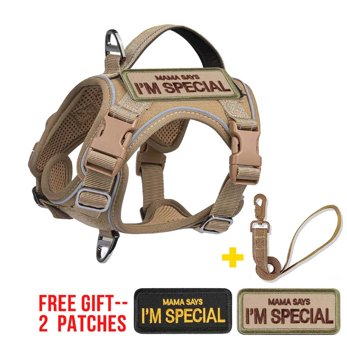 Tactical Military Dog Harness — with Handle, Reflective & Patches Included