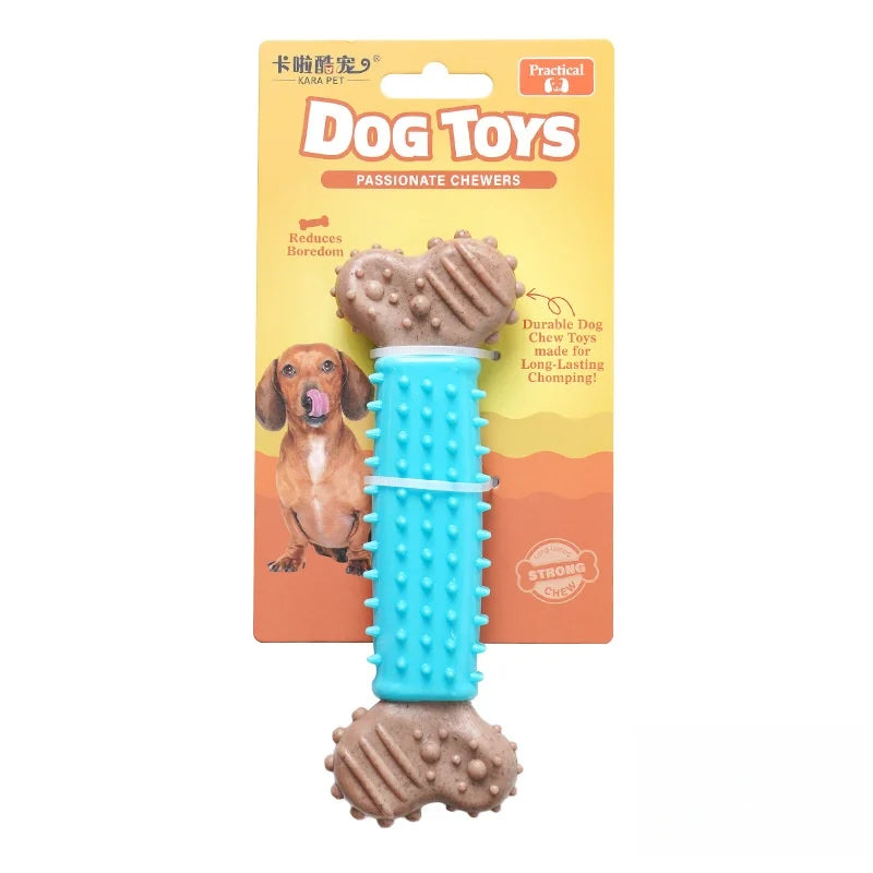 Bone-Shaped Dog Chew Toy – Durable TPR & Wood Powder – All Breeds & Sizes