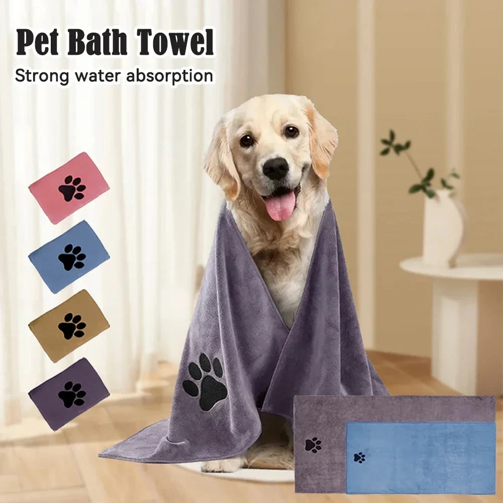 Embroidered Microfiber Bath Towel for Dogs and Cats – Soft & Absorbent