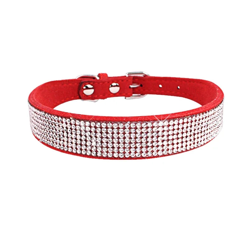 Crystal Rhinestone Dog & Cat Collar — Glamorous Design, 8 Colors & 3 Sizes