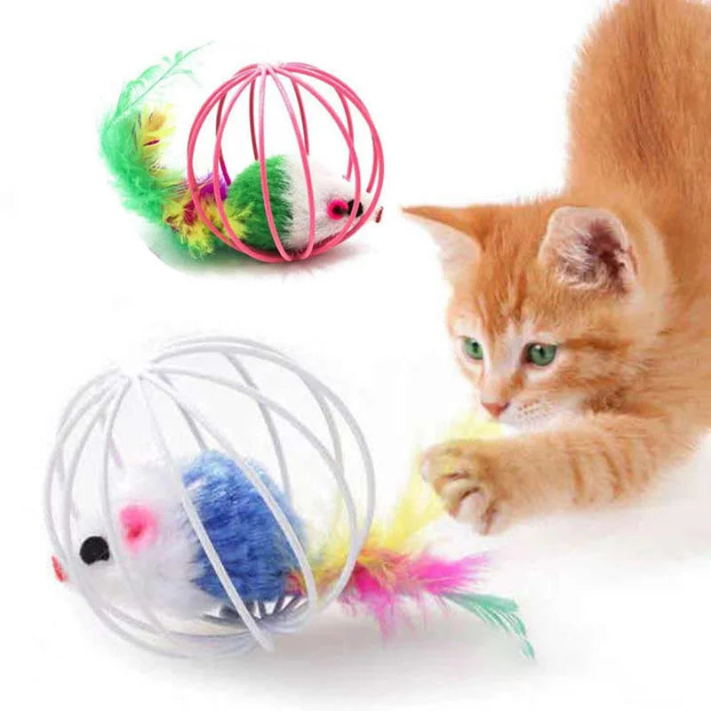 Interactive Mouse in Cage Cat Toy – Colorful & Stimulating