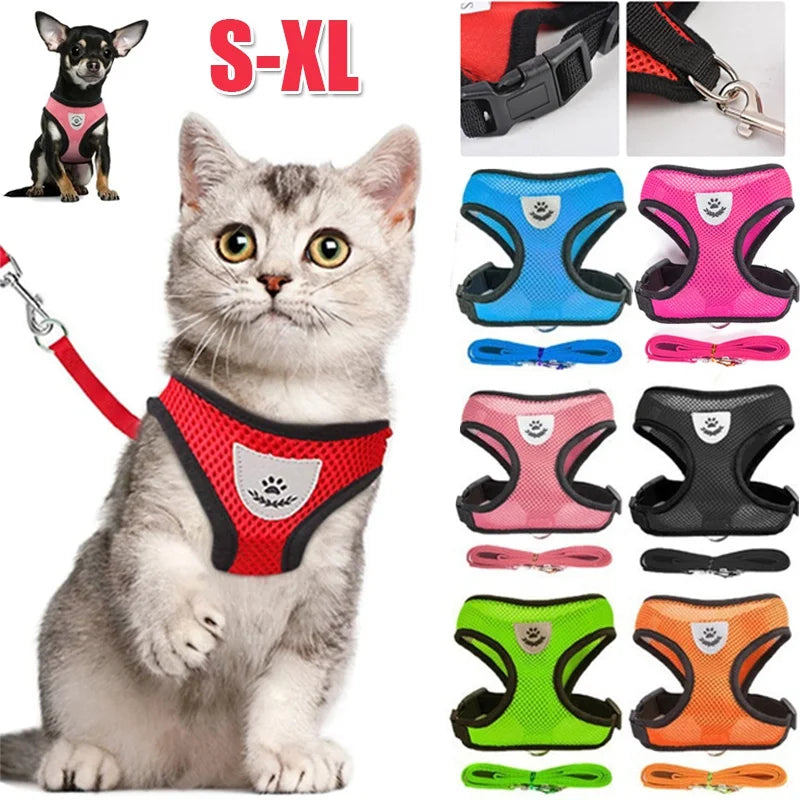 Mesh Harness & Leash Set for Cats and Dogs — Breathable, Reflective & Adjustable