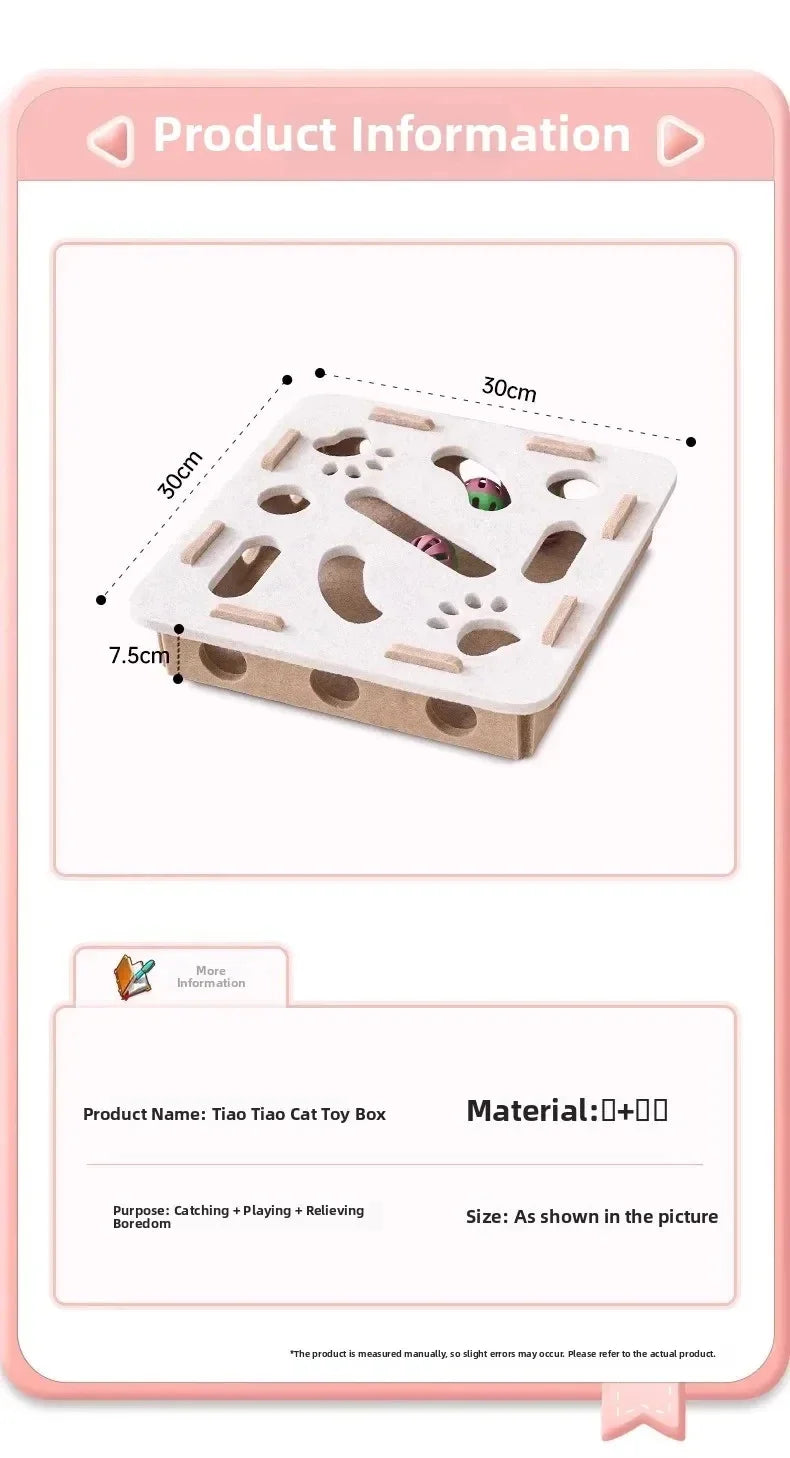 Felt Puzzle Box Cat Toy – 3-in-1 Interactive Scratcher, House & Ball Launcher