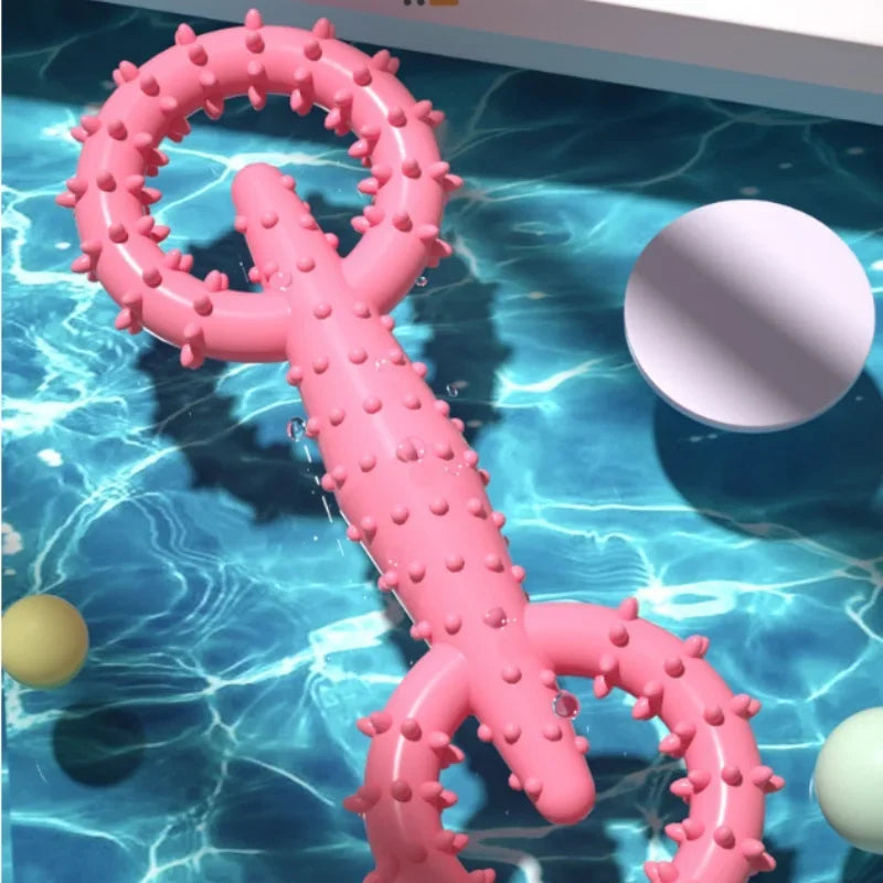Double Ring Dog Chew Toy – Interactive TPR Rubber for Dental Cleaning & Boredom Relief